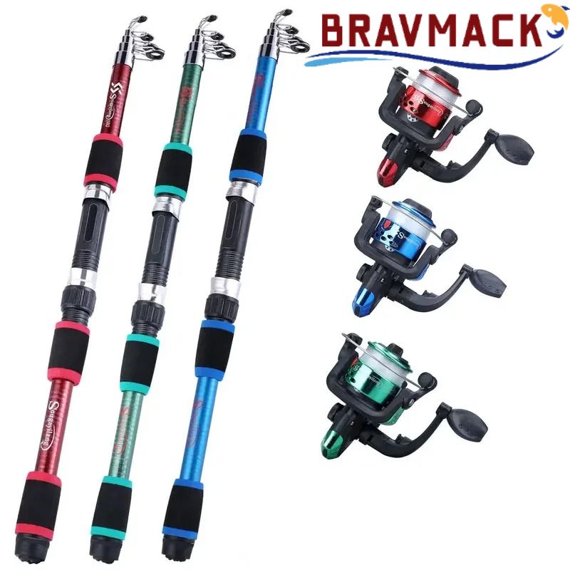 Fishing Rod Spinning - Kompletny zestaw wędkarski BRAVMACK z teleskopową